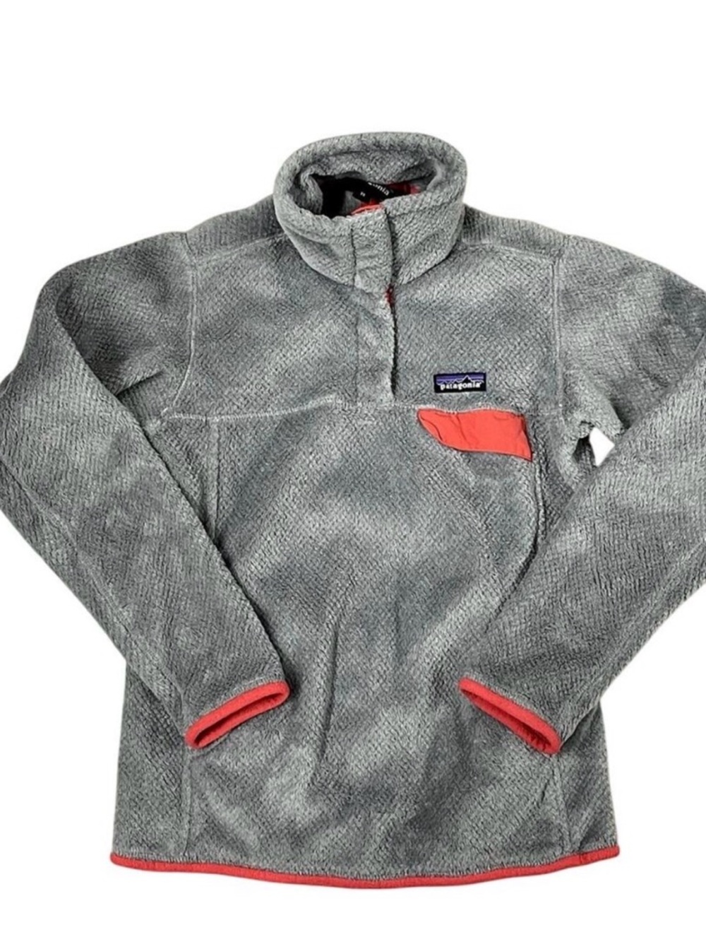 Patagonia women’s Gray Performance Fleece Pullover with Coral Accents